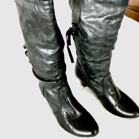 NWOT Steve Madden Black Leather Slouch Boots - Picture 7 of 8